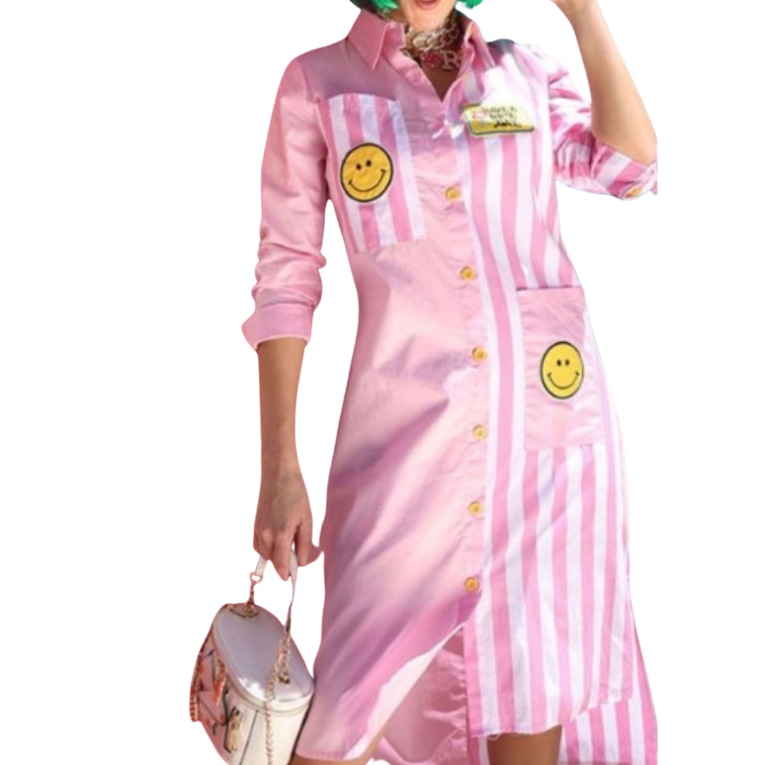 Emma Smiley face pink dress