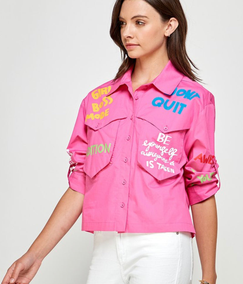 Amelie Graphic Button Shirt