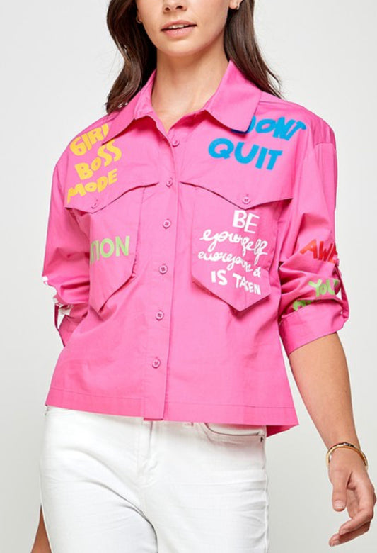 Amelie Graphic Button Shirt