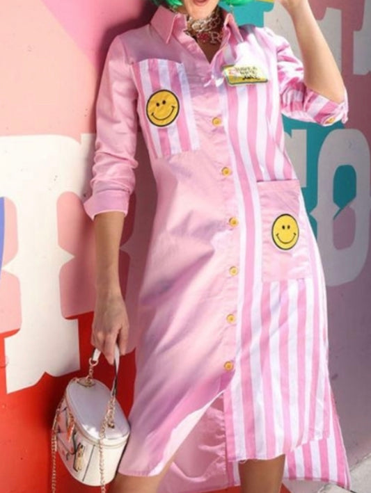 Emma Smiley face pink dress