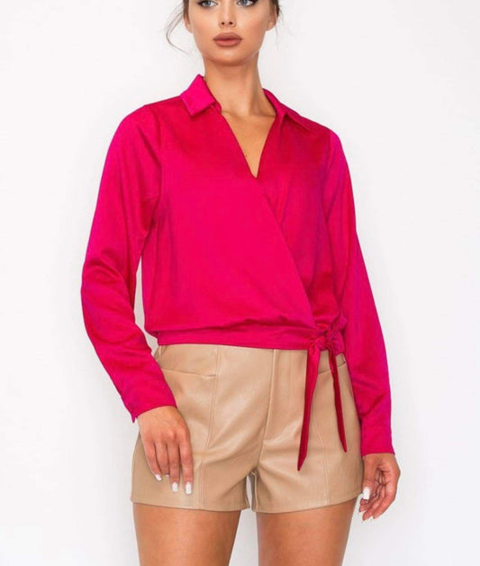 “Oneilly” Satin Collared Top